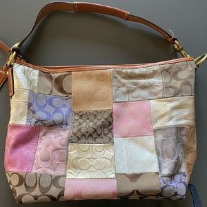Coach patchwork logo design purse